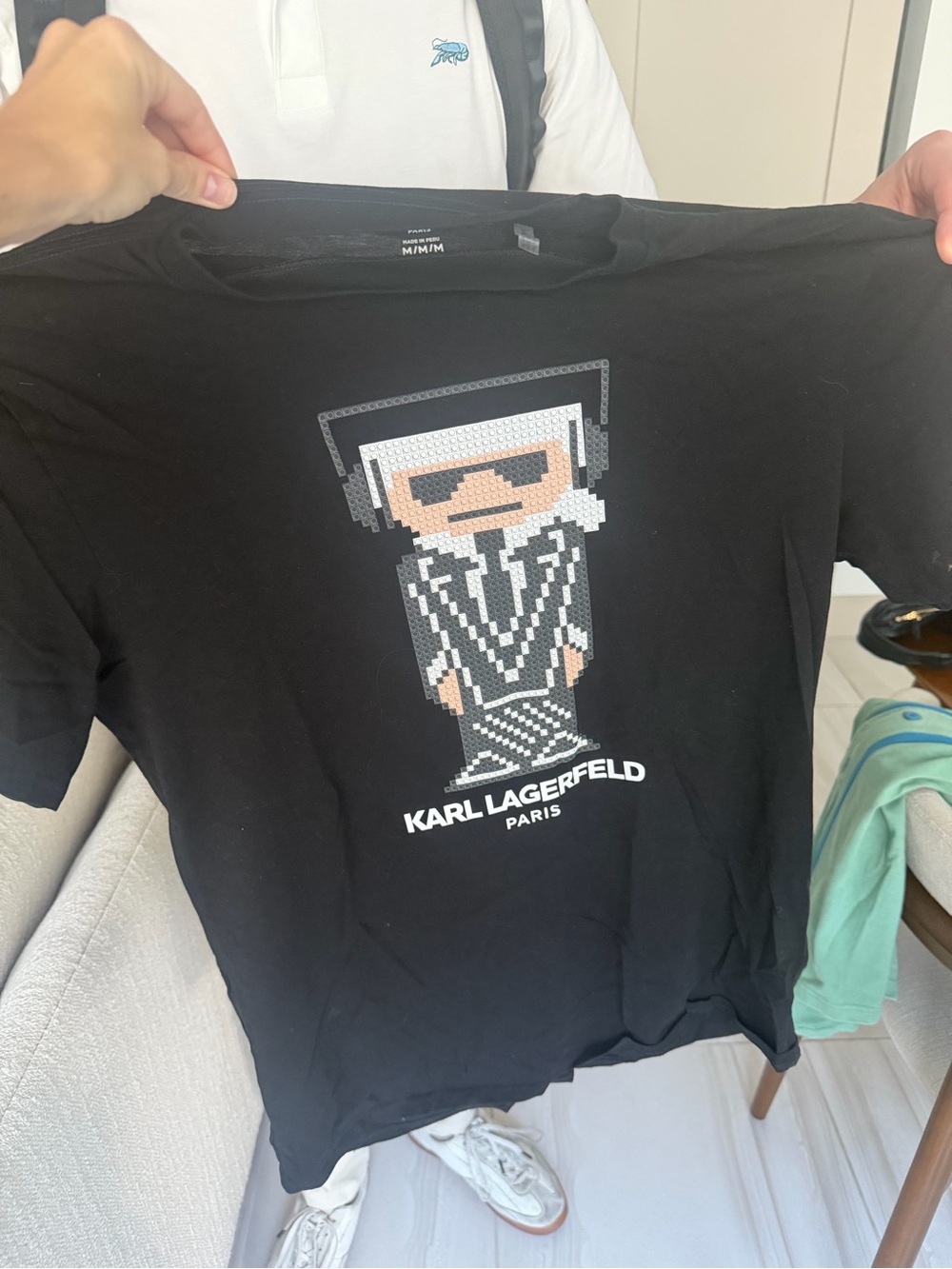 Karl Lagerfeld Black Tee with Pixelated Karl Graphic